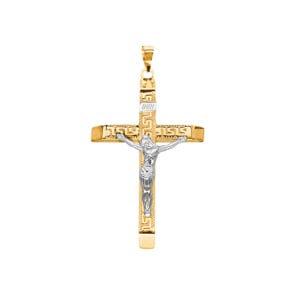 Anhänger 750/18 K Gelbgold 45 x 27mm, Kreuz mit Jesus