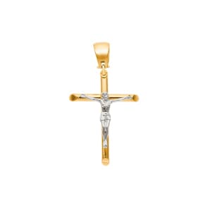 Anhänger 750/18 K Gelbgold 49 x 28 mm, Kreuz mit Jesus