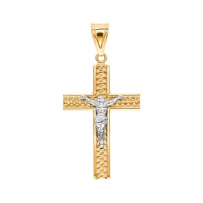 Anhänger 750/18 K Gelbgold 50 x 30mm, Kreuz mit Jesus