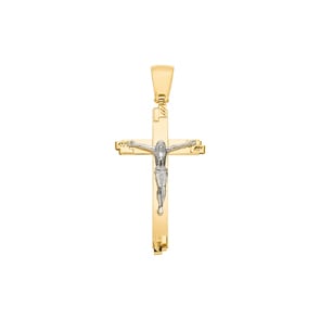Anhänger 750/18 K Gelbgold 61 x 29mm, Kreuz mit Jesus