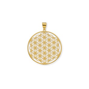 Pendant 750/18 K Yellow Gold, Flower of Life 25mm