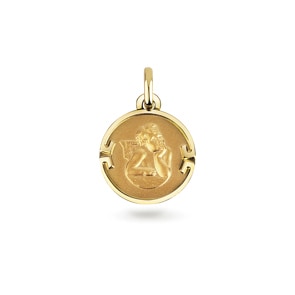 Pendentif or jaune 750/18 ct Ø 16mm, Ange gardien