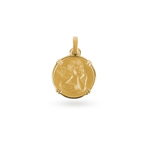 Anhänger 750/18 K Gelbgold Ø 16mm, Schutzengel