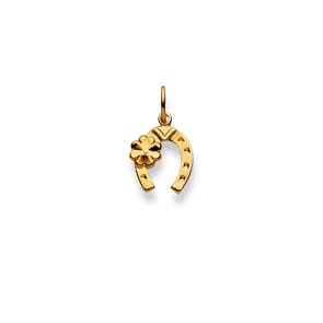 Anhänger 750/18 K Gelbgold, Hufeisen und Kleeblatt