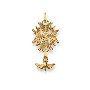 Pendentif or jaune 750/18 ct, Croix Hugenotte