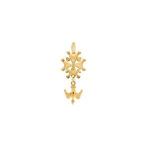 Pendant 750/18 K Yellow Gold, Huguenot Cross