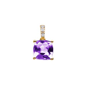 Anhänger 750/18 K Gelbgold mit Amethyst Kissen und Diamanten 0.01 ct H/si