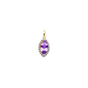 Pendentif or jaune 750/18 ct avec améthyste marquise et diamants 0.07 ct H/si