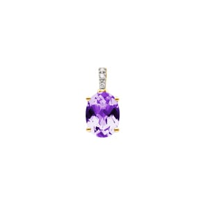 Anhänger 750/18 K Gelbgold mit Amethyst oval und Diamanten 0.01 ct H/si