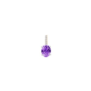 Anhänger 750/18 K Gelbgold mit Amethyst oval und Diamanten 0.02 ct H/si