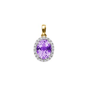 Anhänger 750/18 K Gelbgold mit Amethyst oval und Diamanten 0.06 ct H/si