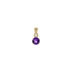 Anhänger 750/18 K Gelbgold mit Amethyst rund und Diamanten 0.05 ct H/si