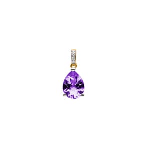 Anhänger 750/18 K Gelbgold mit Amethyst Tropfen und Diamanten 0.01 ct H/si