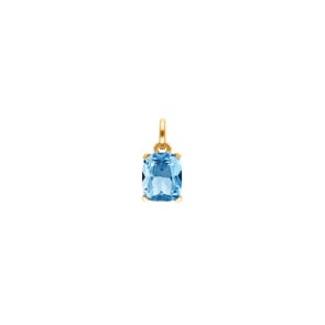 Pendentif or jaune 750/18 ct avec topaze bleue coussin