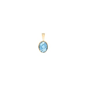 Anhänger 750/18 K Gelbgold mit Blautopas oval