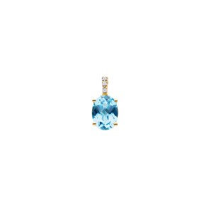 Anhänger 750/18 K Gelbgold mit Blautopas oval und Diamanten 0.01 ct H/si