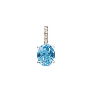 Anhänger 750/18 K Gelbgold mit Blautopas oval und Diamanten 0.02 ct H/si