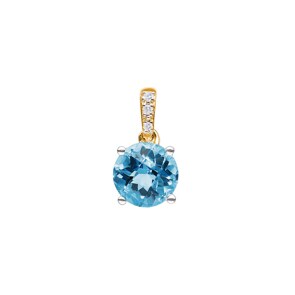 Anhänger 750/18 K Gelbgold mit Blautopas rund und Diamanten 0.01 ct H/si