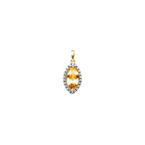 Anhänger 750/18 K Gelbgold mit Citrin Marquise und Diamanten 0.07 ct H/si