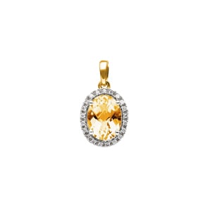 Anhänger 750/18 K Gelbgold mit Citrin oval und Diamanten 0.06 ct H/si