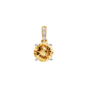 Anhänger 750/18 K Gelbgold mit Citrin rund und Diamanten 0.01 ct H/si