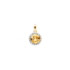 Anhänger 750/18 K Gelbgold mit Citrin rund und Diamanten 0.05 ct H/si