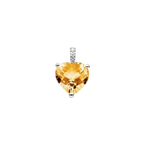Anhänger 750/18 K Gelbgold mit Citrin und Diamanten 0.01 ct H/si, Herz