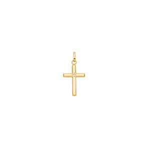Anhänger 750/18 K Gelbgold mit Diamant 0.01ct. 12x17mm, Kreuz