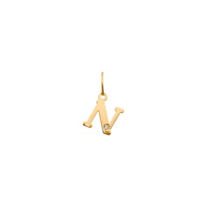 Anhänger 750/18 K Gelbgold mit Diamant 0.01ct., Buchstabe N