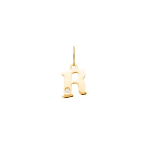 Anhänger 750/18 K Gelbgold mit Diamant 0.01ct., Buchstabe R