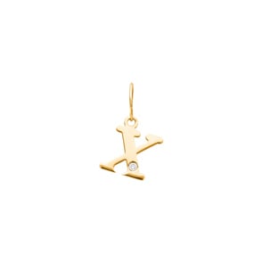 Pendentif or jaune 750/18 ct avec diamant 0.01ct., Lettre X
