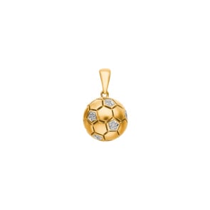 Anhänger 750/18 K Gelbgold mit Diamant 0.03 ct H/si, Fussball