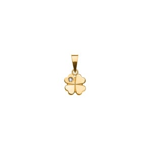 Pendentif or jaune 750/18 ct avec diamant, Trèfle