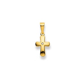 Anhänger 750/18 K Gelbgold mit Diamant, Kreuz
