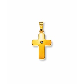 Pendentif or jaune 750/18 ct avec diamant, Croix