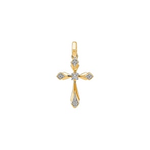 Anhänger 750/18 K Gelbgold mit Diamanten 0.03 ct H/si, Kreuz