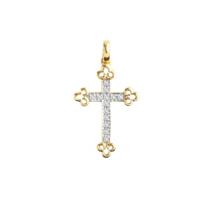Anhänger 750/18 K Gelbgold mit Diamanten 0.04 ct H/si, Kreuz