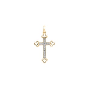 Pendentif or jaune 750/18 ct avec diamants 0.04 ct H/si, Croix