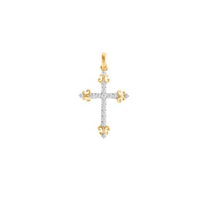 Anhänger 750/18 K Gelbgold mit Diamanten 0.048 ct H/si, Kreuz