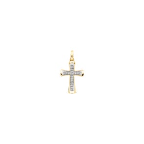 Anhänger 750/18 K Gelbgold mit Diamanten 0.05 ct H/si, Kreuz