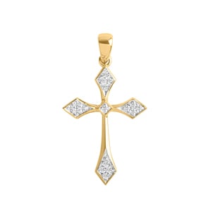 Anhänger 750/18 K Gelbgold mit Diamanten 0.05 ct H/si, Kreuz