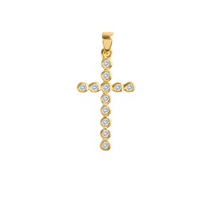 Pendentif or jaune 750/18 ct avec diamants 0.07 ct H/si, Croix