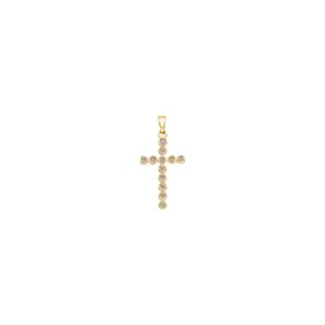 Pendentif or jaune 750/18 ct avec diamants 0.07 ct H/si, Croix