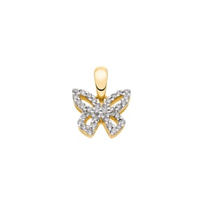 Anhänger 750/18 K Gelbgold mit Diamanten 0.12 ct H/si, Schmetterling