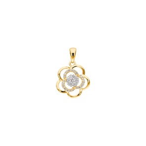 Anhänger 750/18 K Gelbgold mit Diamanten 0.15 ct H/si, Blume