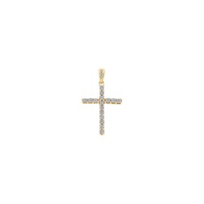 Anhänger 750/18 K Gelbgold mit Diamanten 0.19 ct H/si, Kreuz