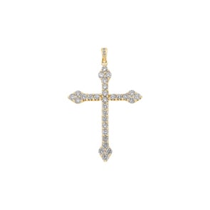 Anhänger 750/18 K Gelbgold mit Diamanten 1.00 ct H/si, Kreuz