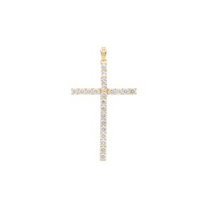 Pendentif or jaune 750/18 ct avec diamants 1.00 ct H/si, Croix
