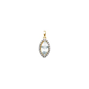 Pendentif or jaune 750/18 ct avec améthyste verte marquise et diamants 0.07 ct H/si
