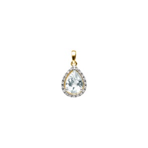 Pendentif or jaune 750/18 ct avec améthyste verte poire et diamants 0.06 ct H/si